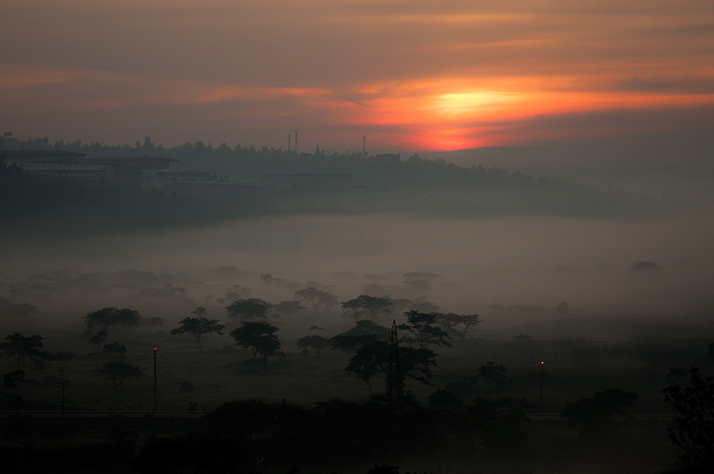 Sonnenuntergang, Nebel, Landschaft